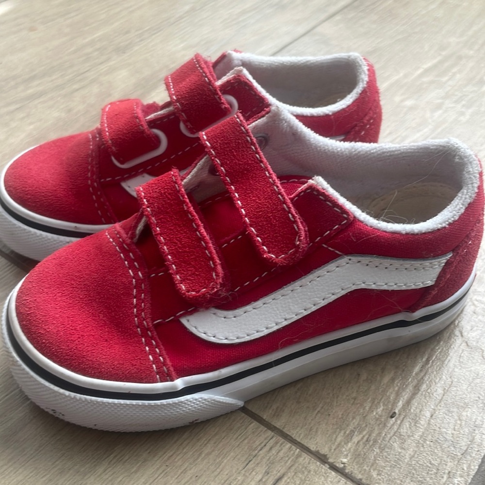 Red Vans Velcro Toddler Shoes- Excellent Condition